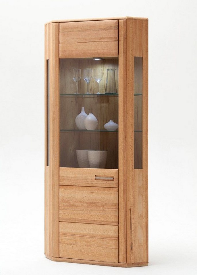 expendio Vitrine Senta 6 Kernbuche teilmassiv 69x209x38 cm vormontiert mit Softclose-Funktion von expendio