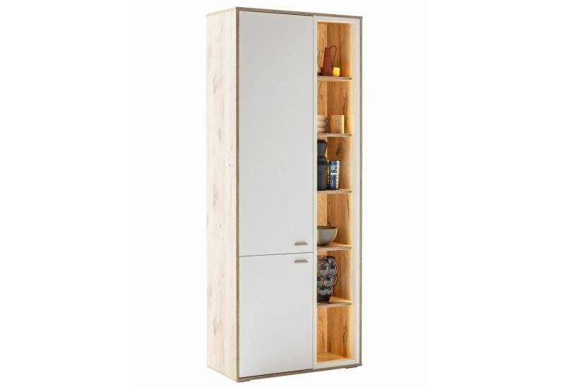 expendio Vitrine Serena 2 Soft White Melamin / Viking Oak Melamin, 78x197x37 cm von expendio