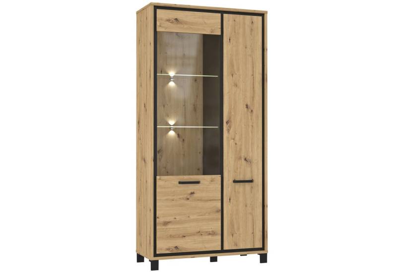 expendio Vitrine Trace 13 Artisan Eiche Nb. / Schwarz Eiche Nb., 102x209x42 cm von expendio