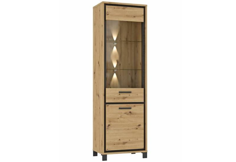 expendio Vitrine Trace 14 Artisan Eiche Nb. / Schwarz Eiche Nb., 65x209x42 cm von expendio