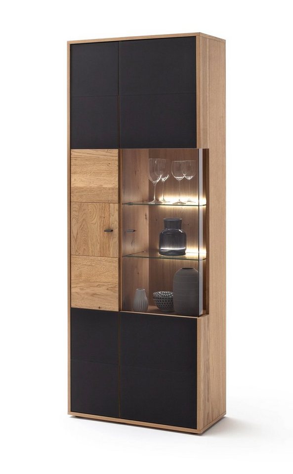 expendio Vitrine Vera 4 Balkeneiche Bianco / anthrazit 79x209x37 vormontiert LED Softclose expendio Vitrine Vera 4 Balkeneiche Bianco / anthrazit 79x209x37 vormontiert LED Softclose von expendio