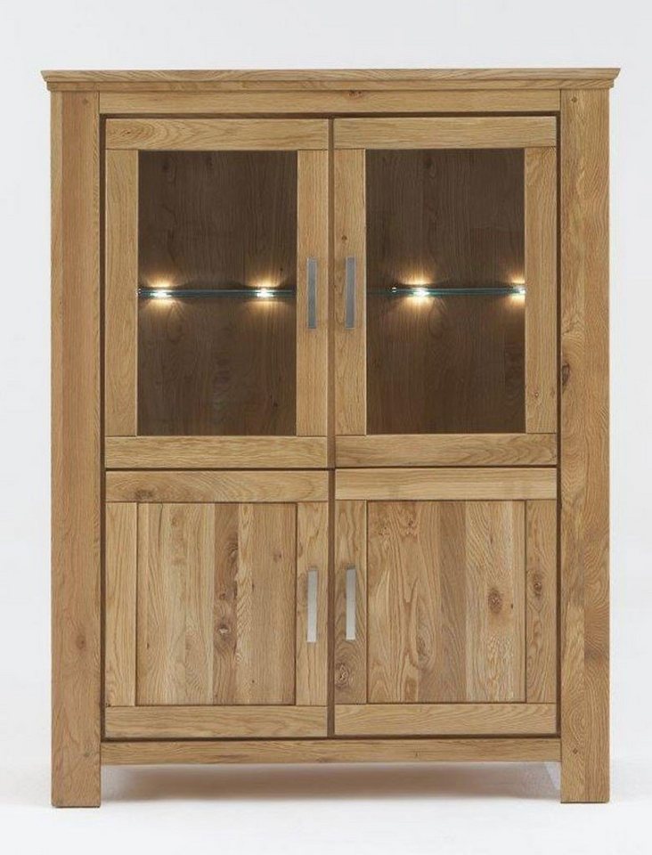 expendio Vitrine Viterbo Wildeiche 125x165x47 cm vormontiert mit Beleuchtung und Softclose von expendio