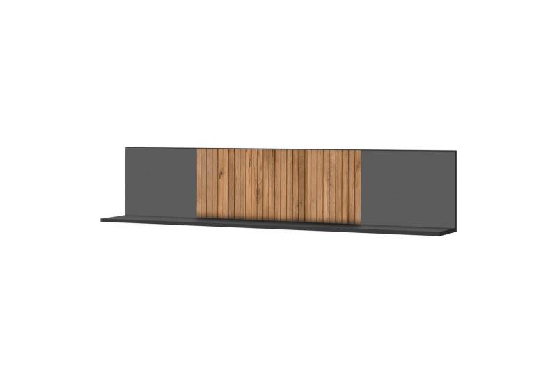 expendio Wandregal Linda 5, anthrazit lackiert/ Eiche massiv bianco geölt 183x38x24 cm von expendio