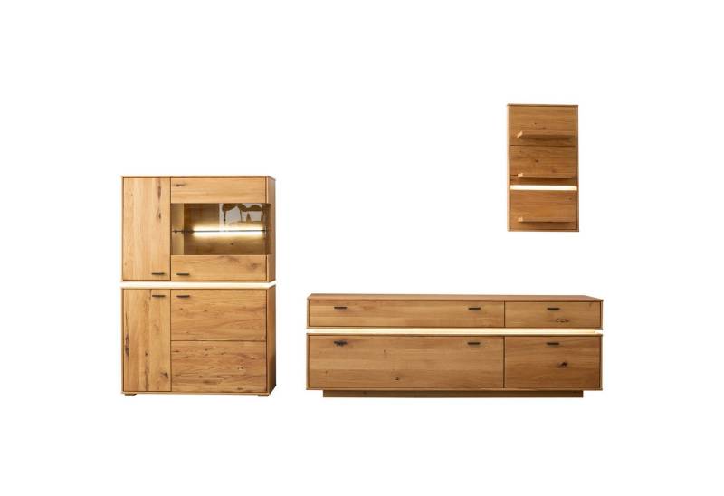 expendio Wohnwand Cira 22, (Spar-Set, 3-St), Wildeiche massiv, durchgehende Lamelle, 286x181x51 cm von expendio