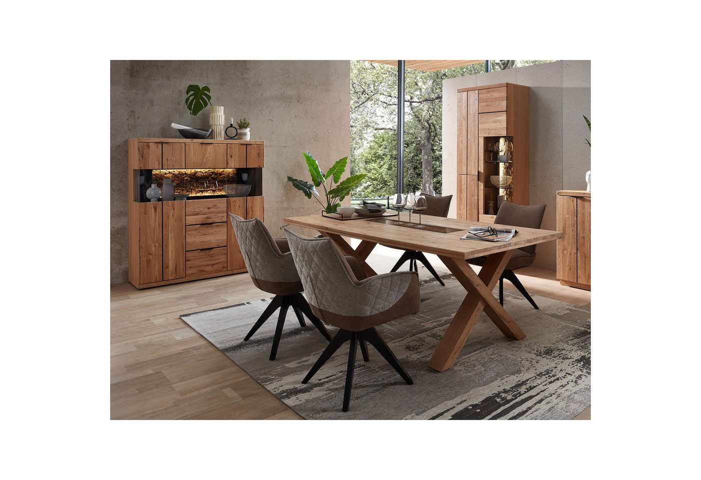 expendio Wohnzimmer-Set Donia 41, (Spar-Set, 3-St), Wildeiche massiv von expendio