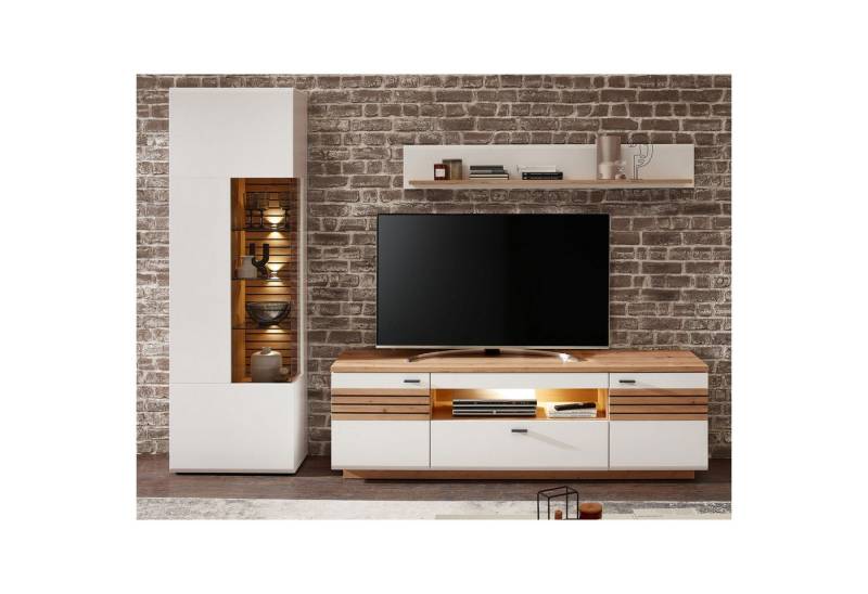 expendio Wohnwand Frederik 34, (Spar-Set, 3-St), weiß matt Artisan Eiche 270x201x47 cm von expendio