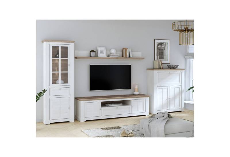 expendio Wohnwand Iliano 22, (Spar-Set, 4-St), Schneeeiche / Nelson Oak, 350x210x55 cm von expendio