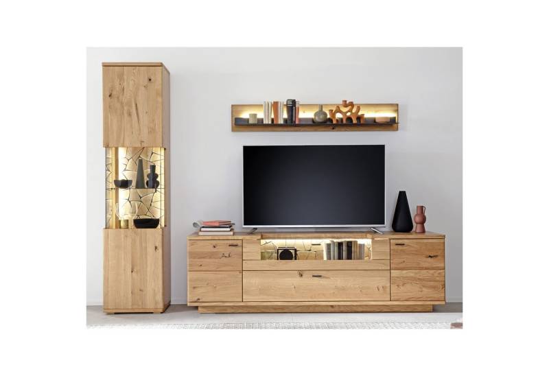 expendio Wohnwand Vianne 11, (Spar-Set, 3-St), Wildeiche massiv geölt / Wildeiche furniert geölt, 275x209x50 cm von expendio