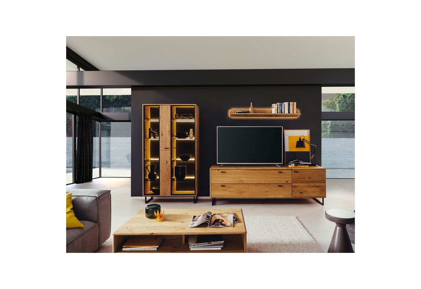 expendio Wohnzimmer-Set Arian 30, (Spar-Set, 4-St), Ast/Balkeneiche massiv 319x186x50 cm von expendio