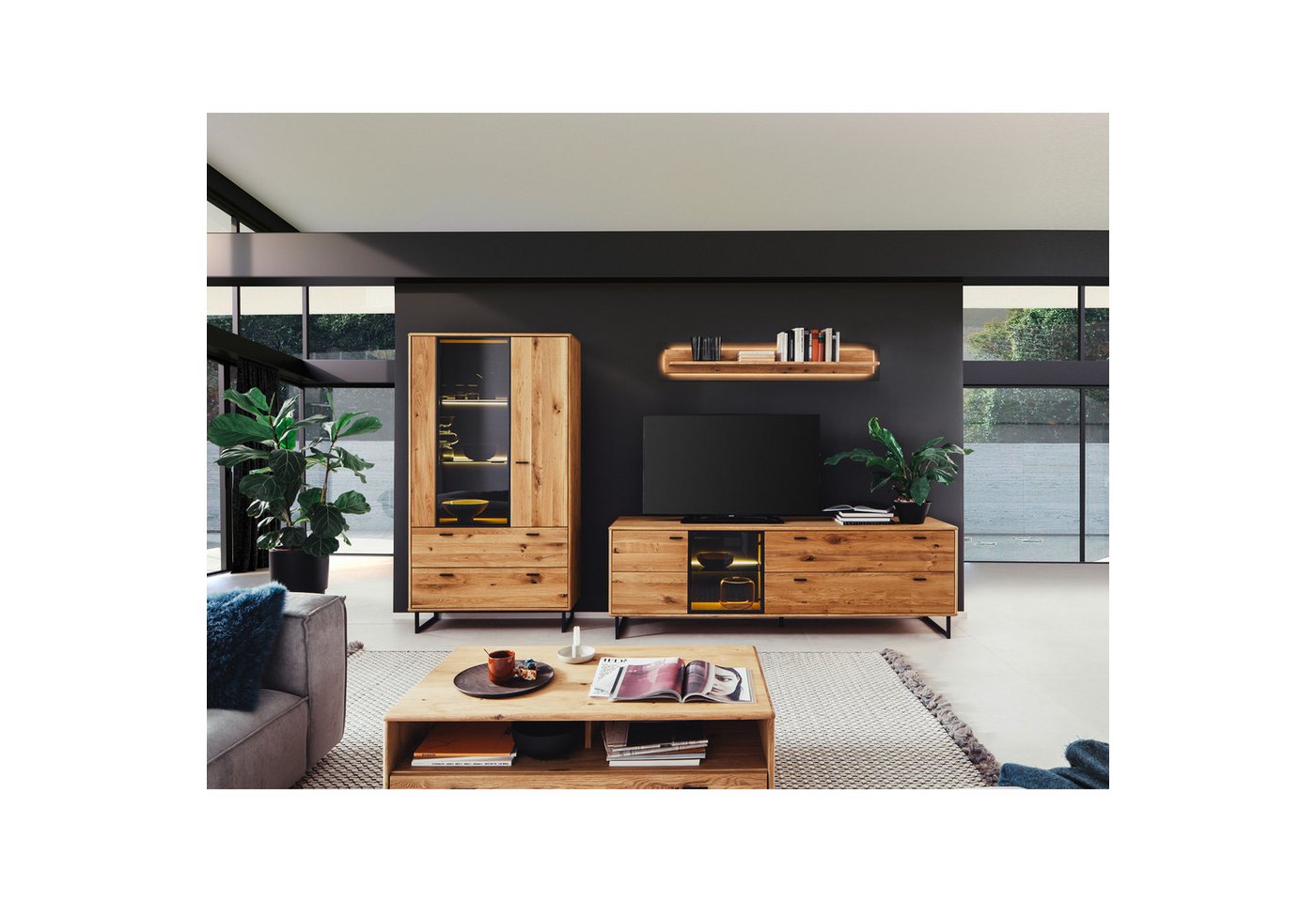 expendio Wohnzimmer-Set Arian 32, (Spar-Set, 4-St), Ast/Balkeneiche massiv 319x186x50 cm von expendio