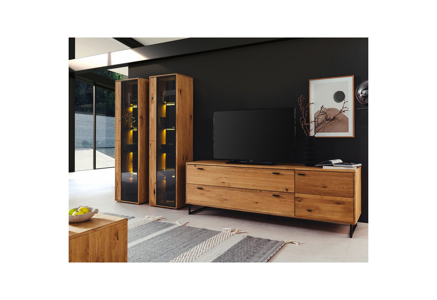 expendio Wohnzimmer-Set Arian 34, (Spar-Set, 4-St), Ast/Balkeneiche massiv 333x190x50 cm von expendio