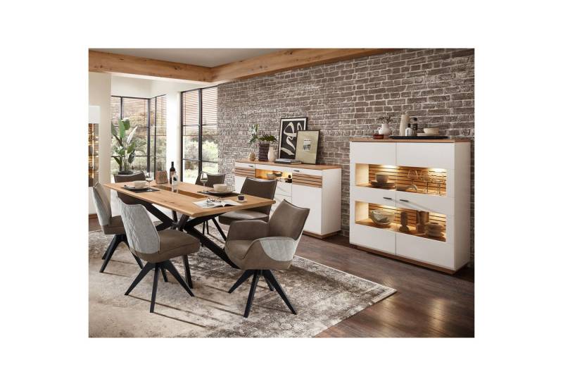expendio Wohnzimmer-Set Frederik 54-3, (Spar-Set, 9-St), weiß matt Artisan Eiche, mit Stühle von expendio