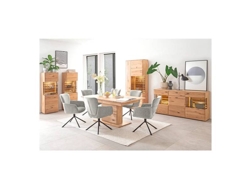 expendio Wohnzimmer-Set Giny 40, (Spar-Set, 5-St), Ast/Balkeneiche massiv dgL. in Kristalleiche geölt von expendio
