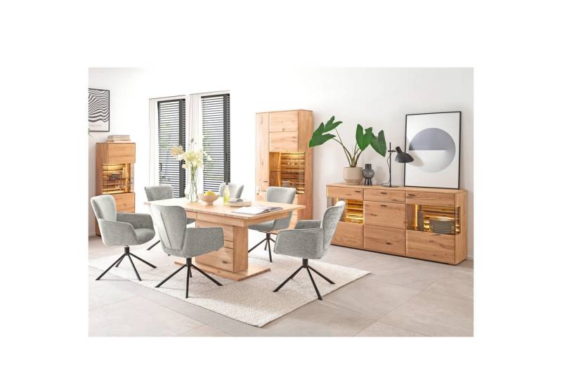 expendio Wohnzimmer-Set Giny 41, (Spar-Set, 4-St), Ast/Balkeneiche massiv dgL. in Kristalleiche geölt von expendio
