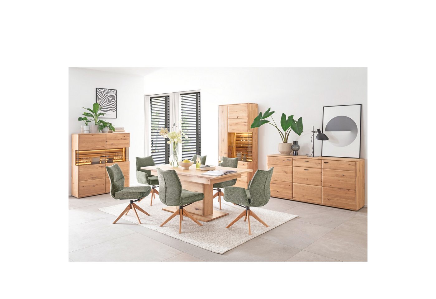 expendio Wohnzimmer-Set Giny 48, (Spar-Set, 4-St), Ast/Balkeneiche massiv dgL. in Kristalleiche geölt von expendio