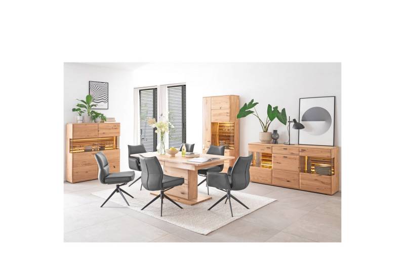 expendio Wohnzimmer-Set Giny 54, (Spar-Set, 10-St), Ast/Balkeneiche massiv dgL. in Kristalleiche geölt von expendio
