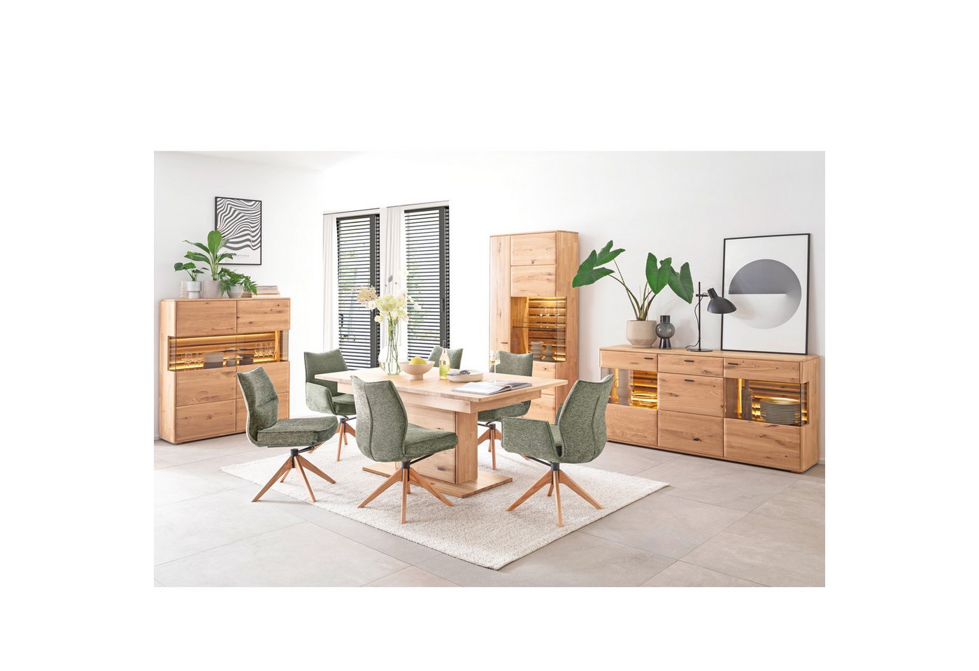 expendio Wohnzimmer-Set Giny 54, (Spar-Set, 4-St), Ast/Balkeneiche massiv dgL. in Kristalleiche geölt von expendio
