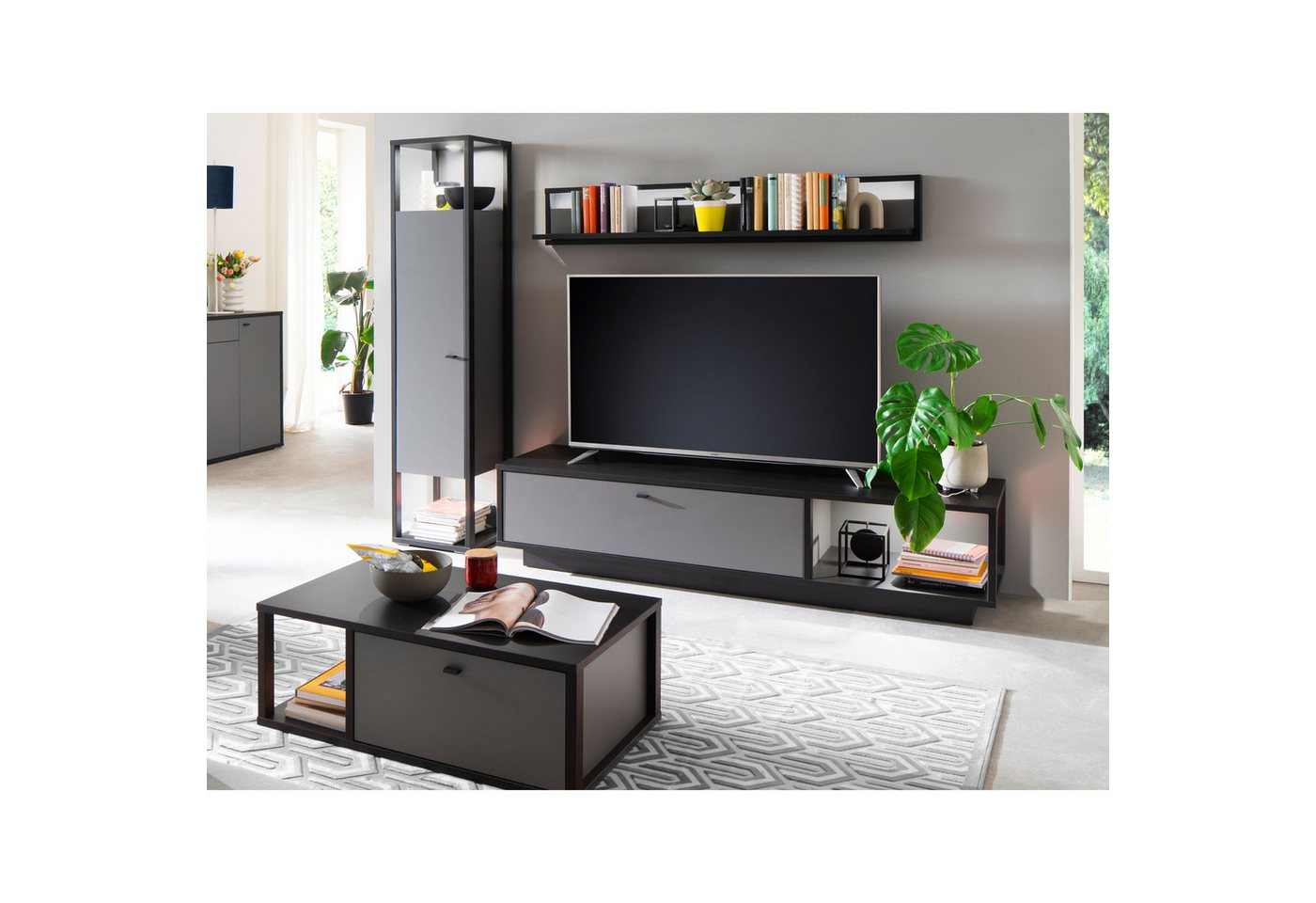 expendio Wohnzimmer-Set Larus 31, (Spar-Set, 4-St), Royal Grey Melamin / anthrazit Dekor 246x178x50 cm von expendio