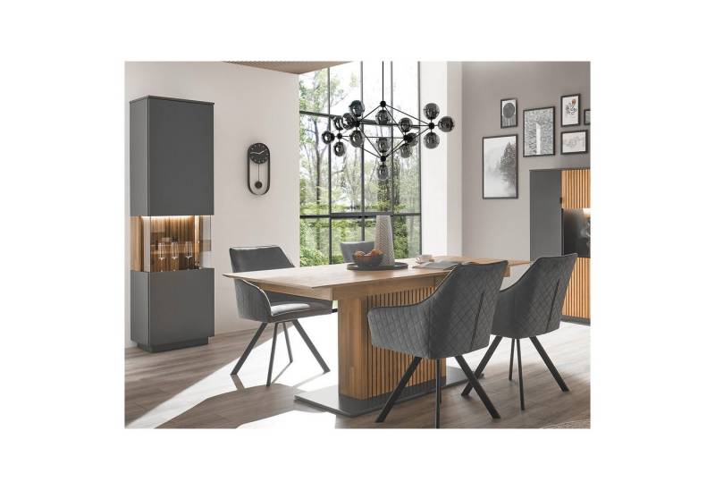 expendio Wohnzimmer-Set Linda 44, (Spar-Set, 2-St), anthrazit lackiert/ Eiche massiv bianco geölt von expendio