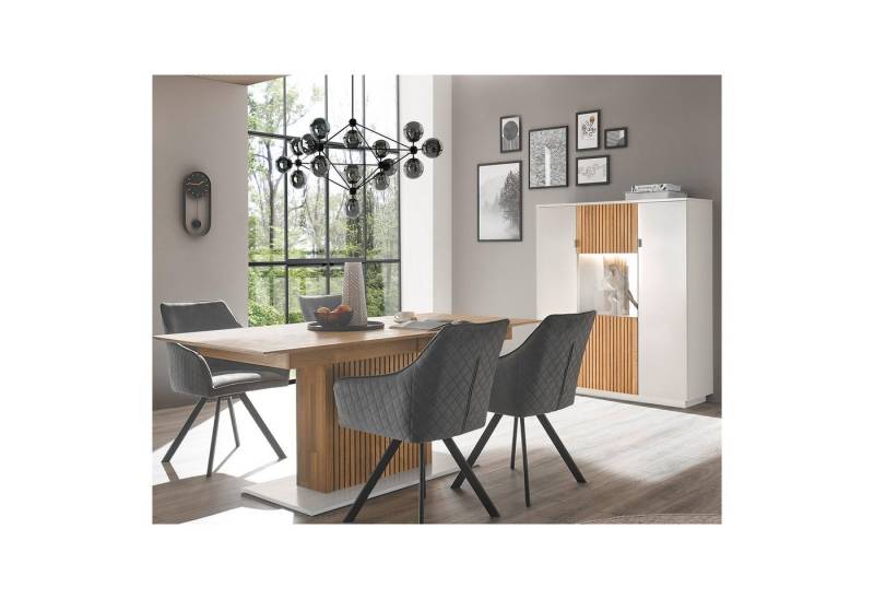 expendio Wohnzimmer-Set Linda 45, (Spar-Set, 2-St), weiß-grau lackiert/ Eiche massiv bianco geölt von expendio