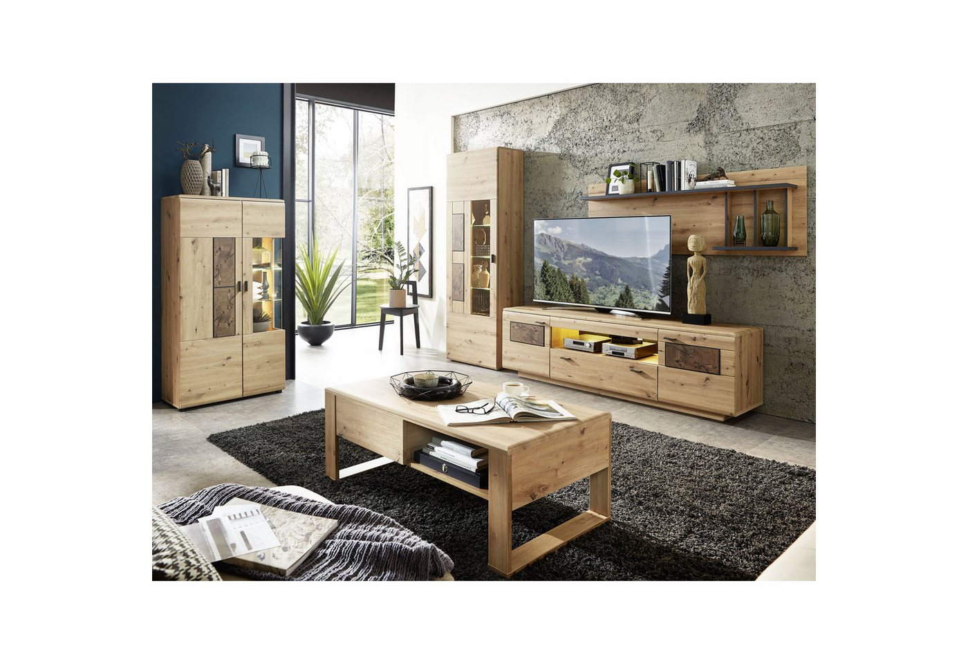 expendio Wohnzimmer-Set Marian 32, (Spar-Set, 5-St), Artisan Eiche Nb. von expendio