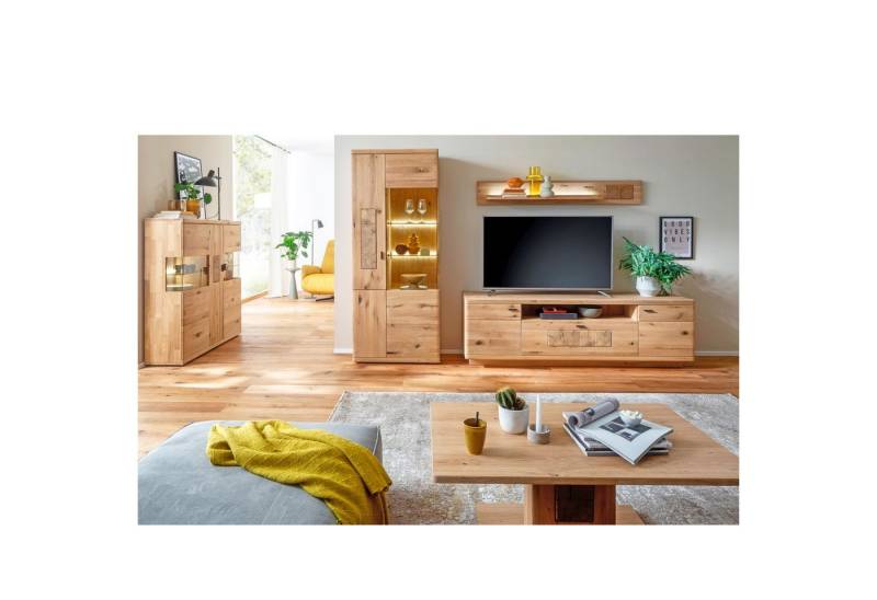expendio Wohnzimmer-Set Paige 23, (Spar-Set, 5-St), Ast/Balkeneiche massiv durchgehende Lamelle in Kristalleiche geölt von expendio