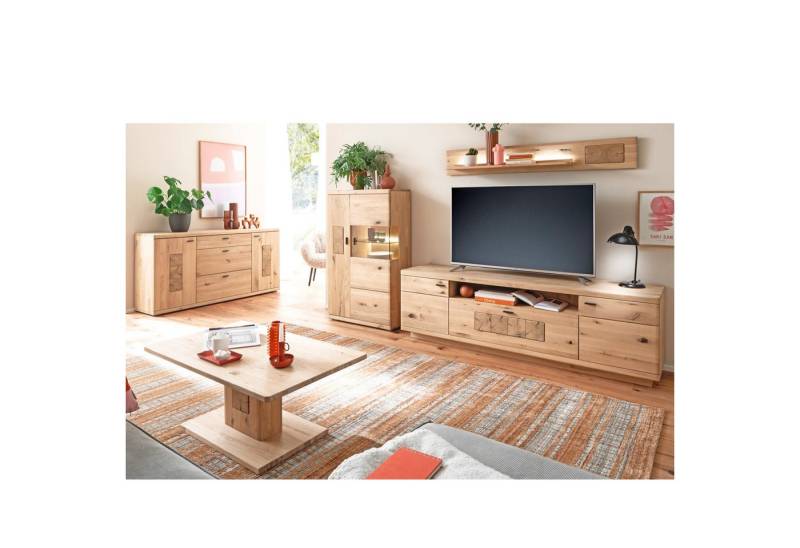 expendio Wohnzimmer-Set Paige 24, (Spar-Set, 5-St), Ast/Balkeneiche massiv durchgehende Lamelle in Kristalleiche geölt von expendio
