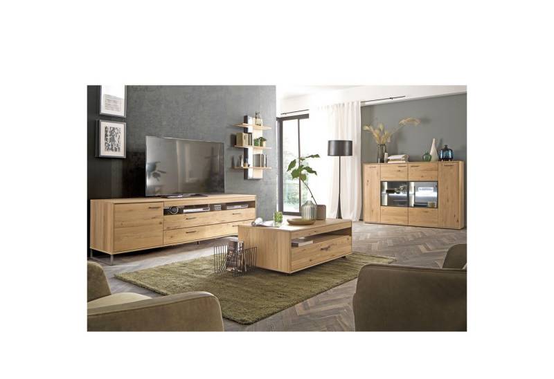 expendio Wohnzimmer-Set Pollino 32, (Spar-Set, 4-St), Asteiche Bianco massiv geölt / Eiche Bianco furniert von expendio