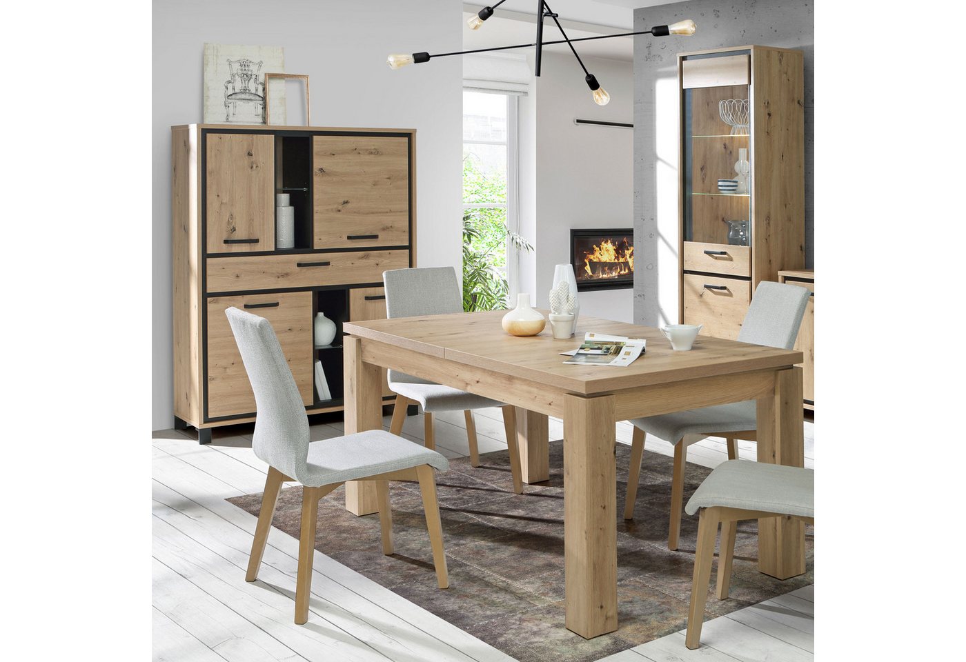 expendio Wohnzimmer-Set Trace 71, (Spar-Set, 3-St), Artisan Eiche Nb. / Schwarz Eiche Nb. von expendio