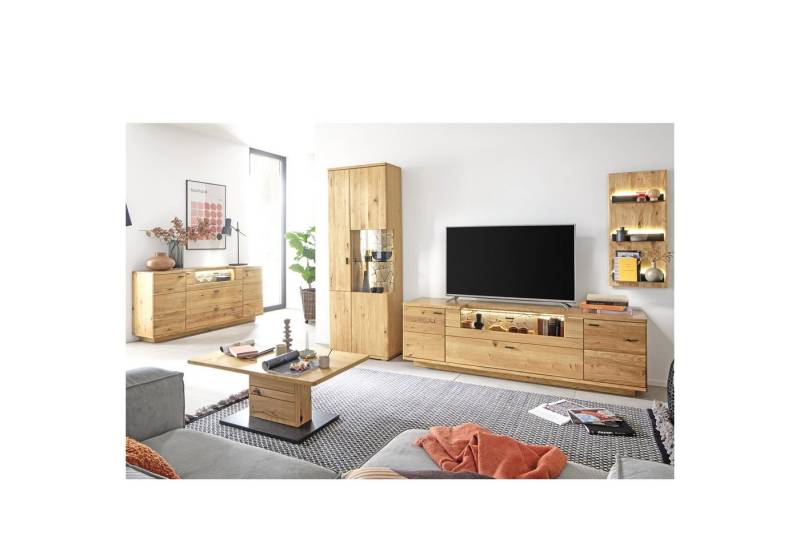 expendio Wohnzimmer-Set Vianne 20, (Spar-Set, 5-St), Wildeiche massiv geölt / Wildeiche furniert geölt von expendio