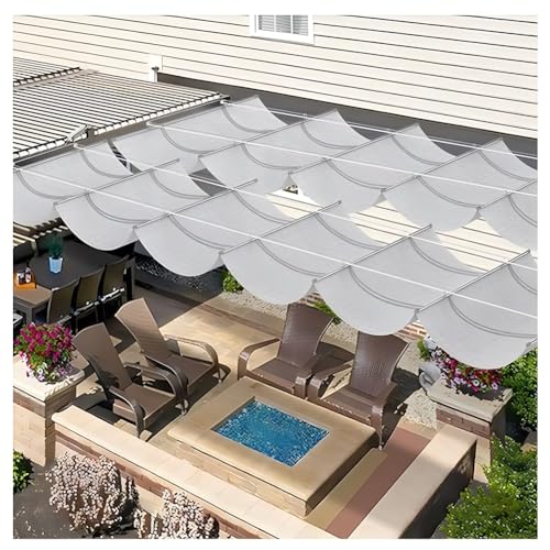 Einziehbare Sonnenschutzdächer Schattenspendende Markisen Wave Shade Segel mit Kabel Hardware für Deck Porch Garage Hinterhof (Farbe : Hellgrau, Größe : 0.9x5.4m) von exproyzk