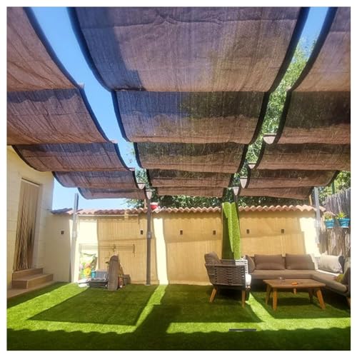 Pergola-Schattenspender Versenkbare Sonnenschirme Vordach Welle Ersatz Schatten Segel für Außen Terrasse Veranda Hof Garten (Farbe : Coffee, Größe : 0.9x3m) von exproyzk