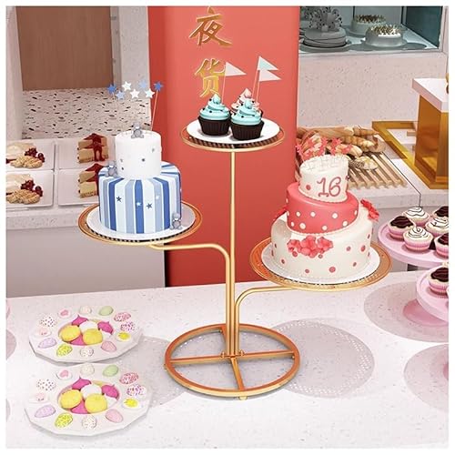 exproyzk 3-stöckiger Tortenständer aus Metall Tortenständer Desserttablett für Geburtstage und Hochzeiten(Gold) von exproyzk