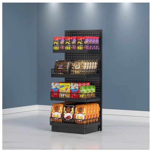 exproyzk 4-stöckiges Verkaufsregal, Hohes Snackregal, Chips-Stand mit Ablageflächen, Regalsystem für Verkaufspräsentationen(Grey) von exproyzk