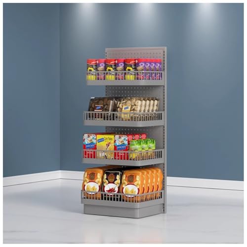 exproyzk 4-stöckiges Verkaufsregal, Hohes Snackregal, Chips-Stand mit Ablageflächen, Regalsystem für Verkaufspräsentationen(Schwarz) von exproyzk