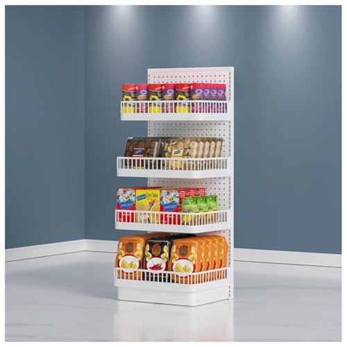 exproyzk 4-stöckiges Verkaufsregal, Hohes Snackregal, Chips-Stand mit Ablageflächen, Regalsystem für Verkaufspräsentationen(Weiß) von exproyzk