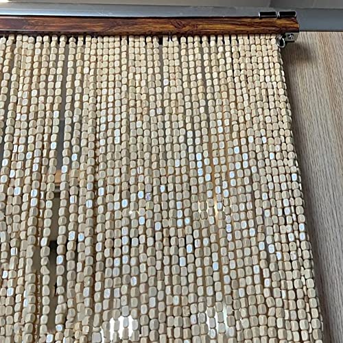 exproyzk Bambusperlenvorhang für den Türrahmen Handgefertigte Naturperlen für den Türrahmen Boho-Raumteiler(Natural,80 Strands/120x220cm) von exproyzk