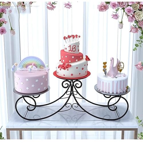 exproyzk Großer Tortenständer 3-lagiger Metall-Tortenständer, Dessert- und Gebäckständer für Hochzeiten und Geburtstage(Schwarz) von exproyzk