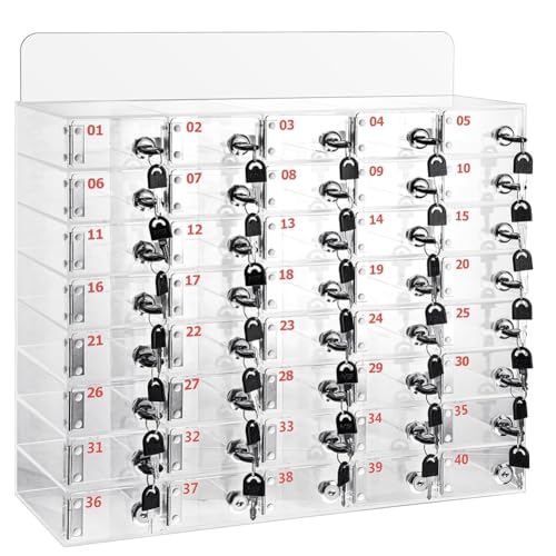 exproyzk Handy-Schließfach mit Türschlössern und Schlüsseln – Visueller Handyschrank – Tragbarer und wandmontierter Organizer(40 Slots) von exproyzk