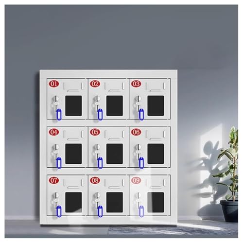 exproyzk Handy-Schließfach mit Türschloss und Schlüssel, Stahl-Telefonschrank für Schule, Fabrik, Büro(9 Slots) von exproyzk