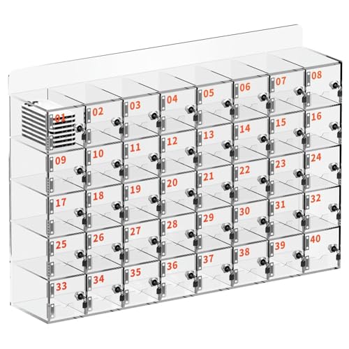 exproyzk Handyschrank mit Türschlössern – Visueller Handy-Aufbewahrungsschrank – Tragbarer und wandmontierter Organizer(40 Slots) von exproyzk