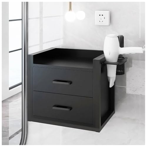 exproyzk Wandmontierter Friseurschrank mit Haartrocknerhalter Aufbewahrungsschrank für Friseurutensilien(Black#C) von exproyzk
