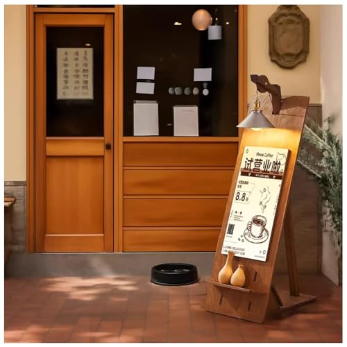 exproyzk Werbeständer mit Beleuchtung, Werbeplakatständer für Restaurants und Unternehmen(Braun,119.5x49x60cm) von exproyzk