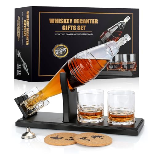 Exreizst Whisky Karaffe -whisky karaffe set 650ML- Whiskey Set -Geschenke für Männer -Männergeschnke-Inkl.Whisky Dekanter mit 2 Whisky Gläser Set Weihnachtsgeschenke Geburtstagsgeschenk für männer von exreizst