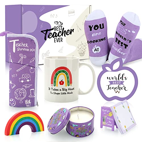 Lehrer Wertschätzung Geschenkkorb-8pc Lehrer Geschenkbox für-Abschluss Schulanfang Ende des Jahres Lehrer Geschenke vom Schüler-Lehrer Geburtstagsgeschenke Ruhestand Dankeschön Geschenke von exreizst