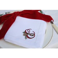 Weihnachtsserviette - Leinen-Serviette, Personalisierte Monogramm-Serviette, Serviette, Gedeck-Idee, Weihnachtstischdekoration von extraspecialtouch