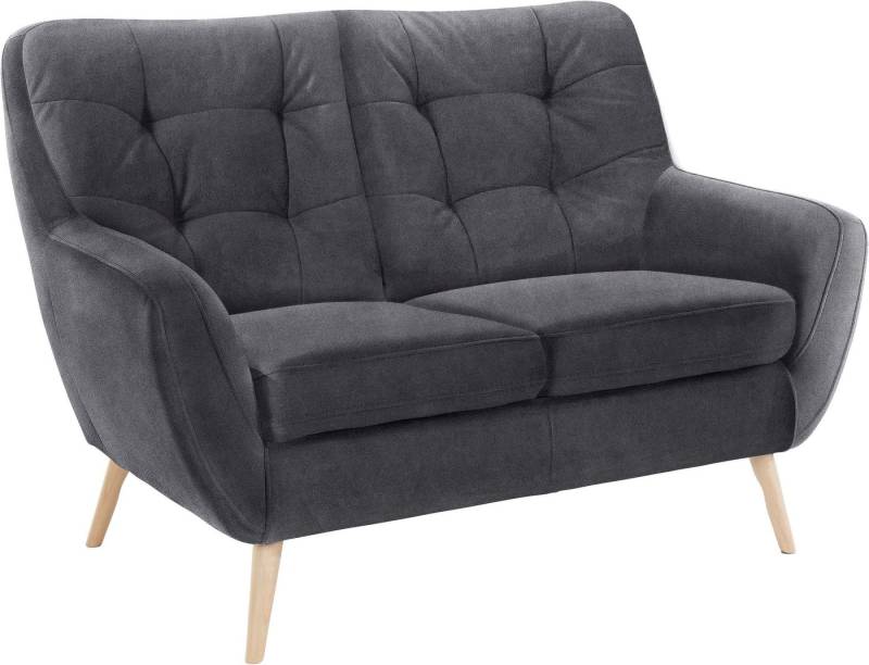 exxpo - sofa fashion 2-Sitzer Scandi, bequem, aufwendige Rückenpolsterung für mehr Sitzkomfort, akuelle Farben in hochwertige Bezugsqualitäten, Holzfuß von exxpo - sofa fashion