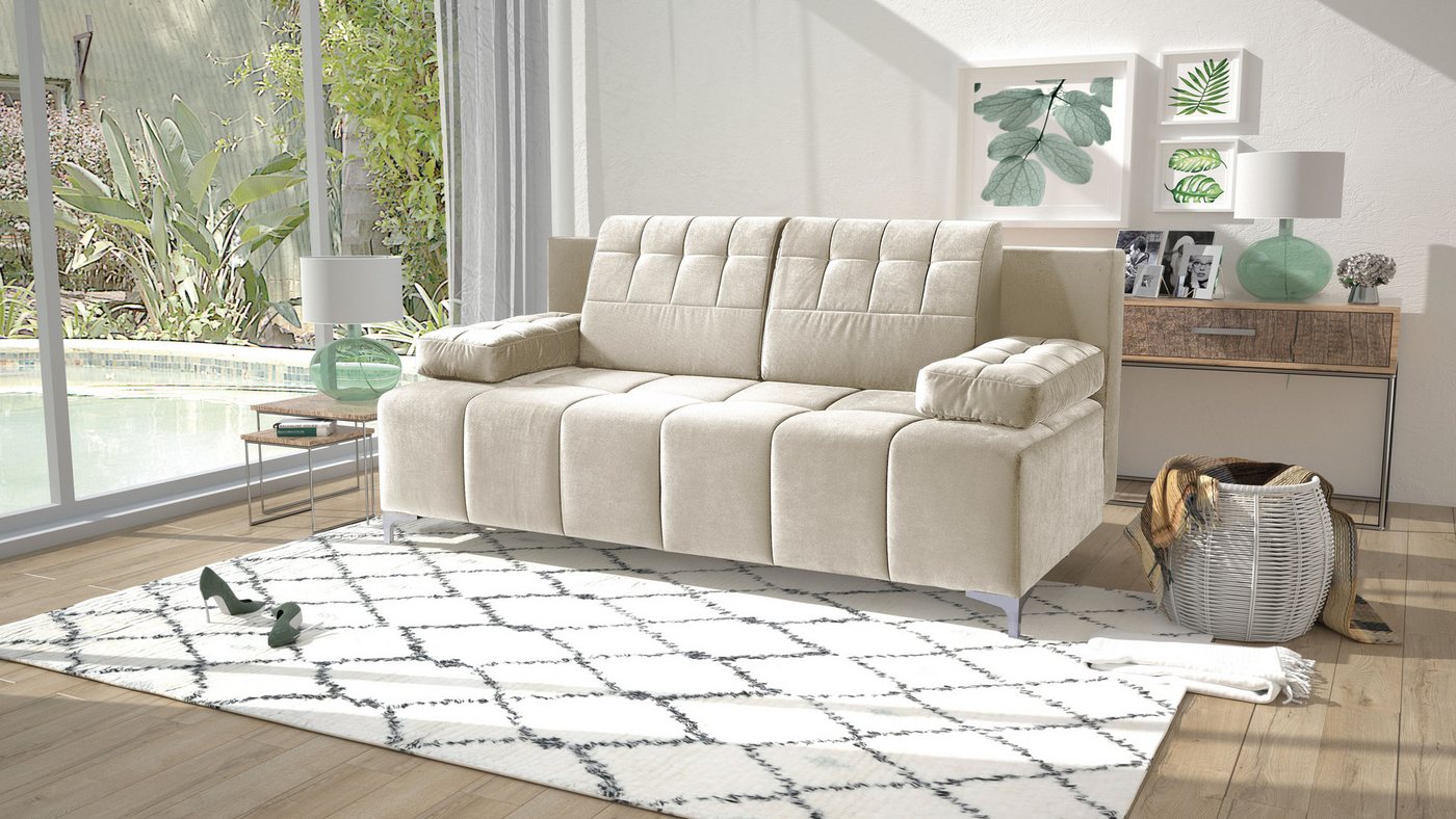 exxpo - sofa fashion 3-Sitzer, Schlafsofa mit Bettfunktion und Bettkasten, komfortabler Federkern von exxpo - sofa fashion