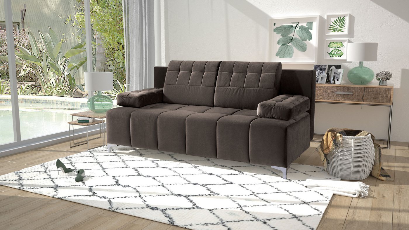 exxpo - sofa fashion 3-Sitzer, Schlafsofa mit Bettfunktion und Bettkasten, komfortabler Federkern von exxpo - sofa fashion