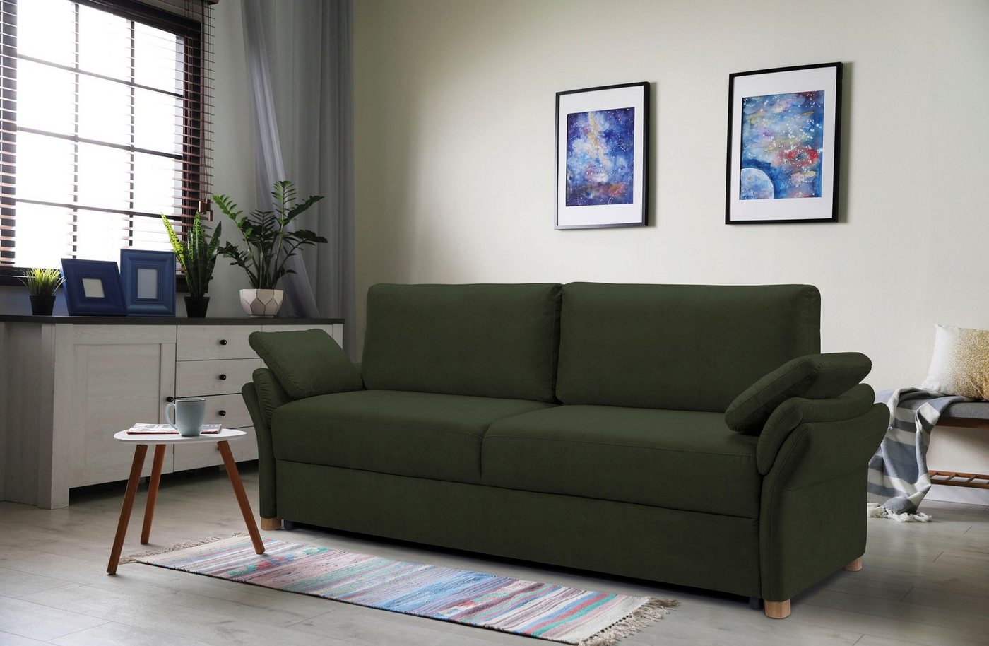 exxpo - sofa fashion 3-Sitzer, inkl. Boxspring/Federkern-Polsterung, Bettfunktion und Bettkasten von exxpo - sofa fashion